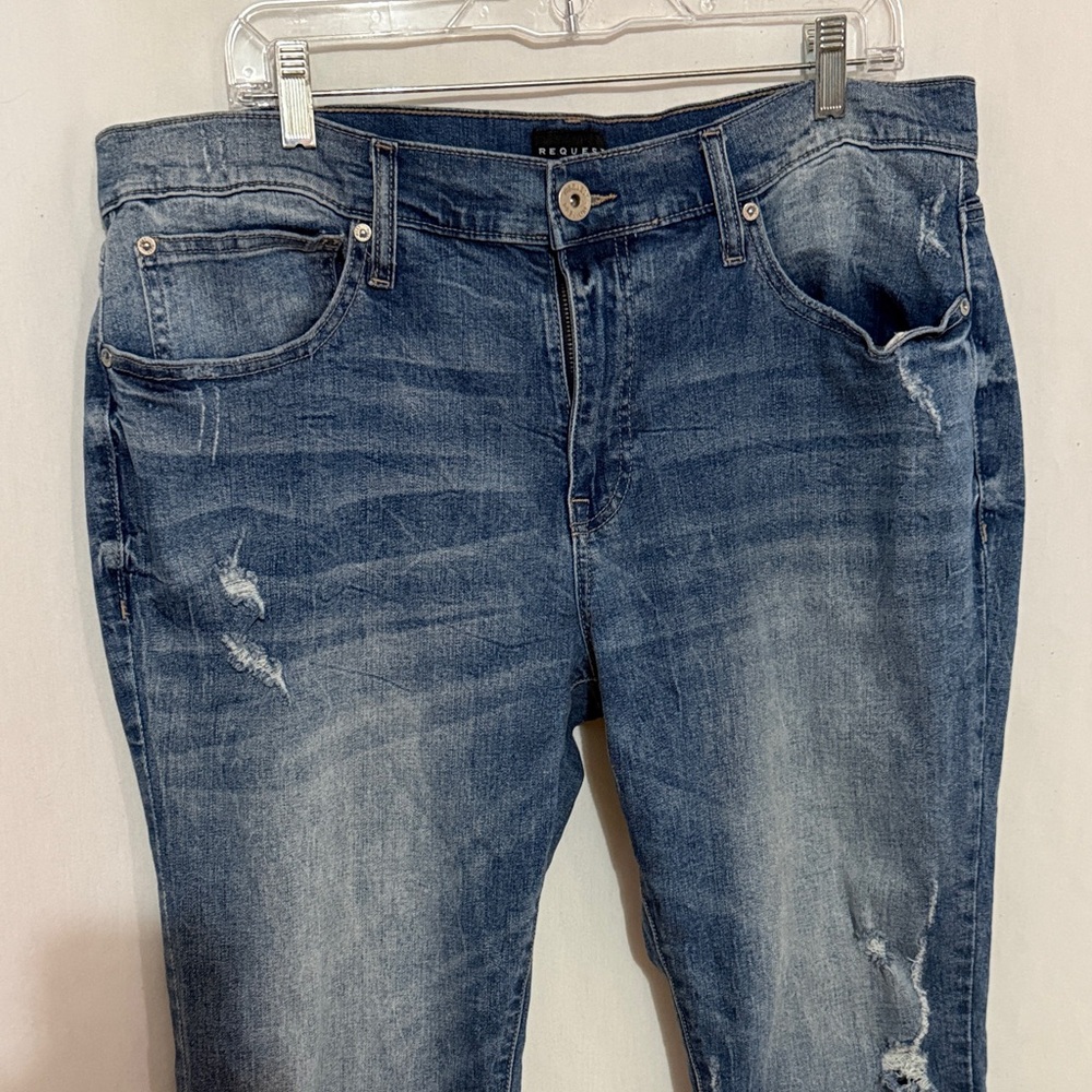 Request Premium Blue Distressed Jeans, Size 38X32, EUC, MAKE AN OFFER!!!